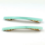 Barrettes cheveux fine fait main 9cm vert eau - Lot de 2