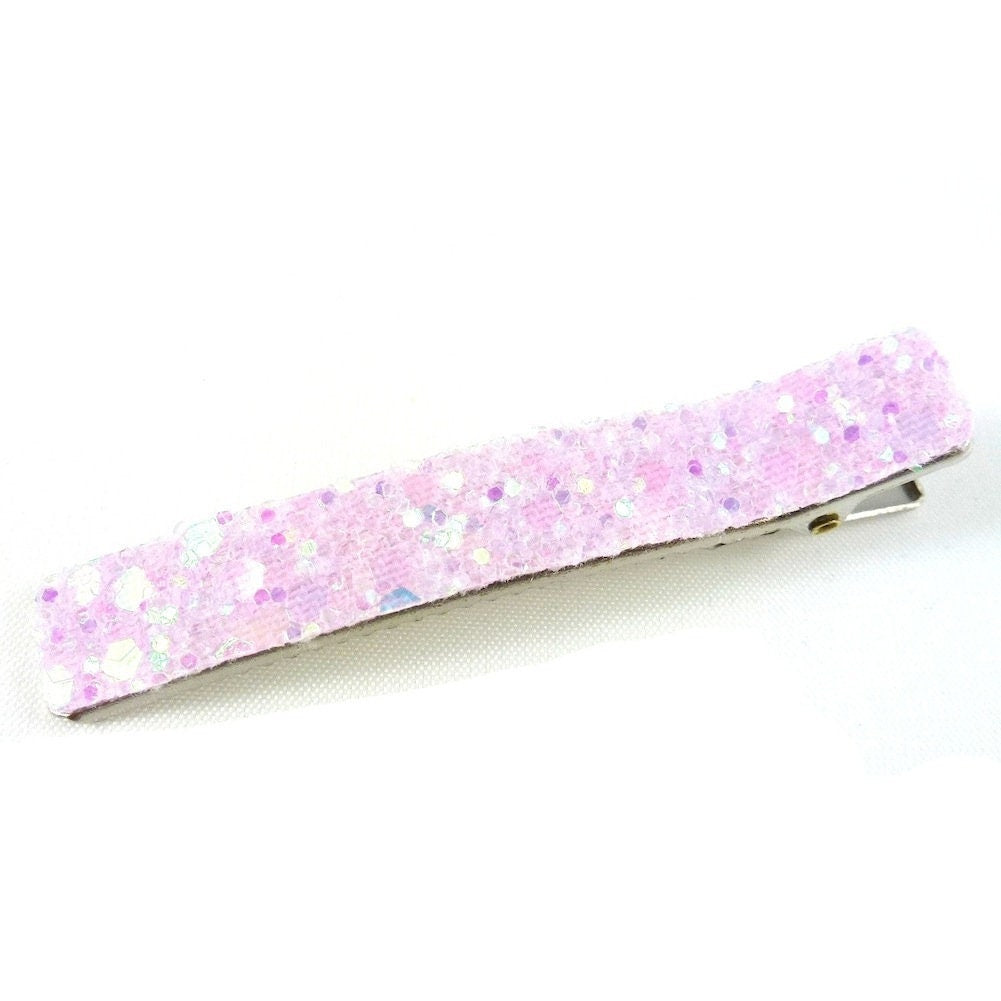 Pince cheveux paillettes 6cm - rose pâle