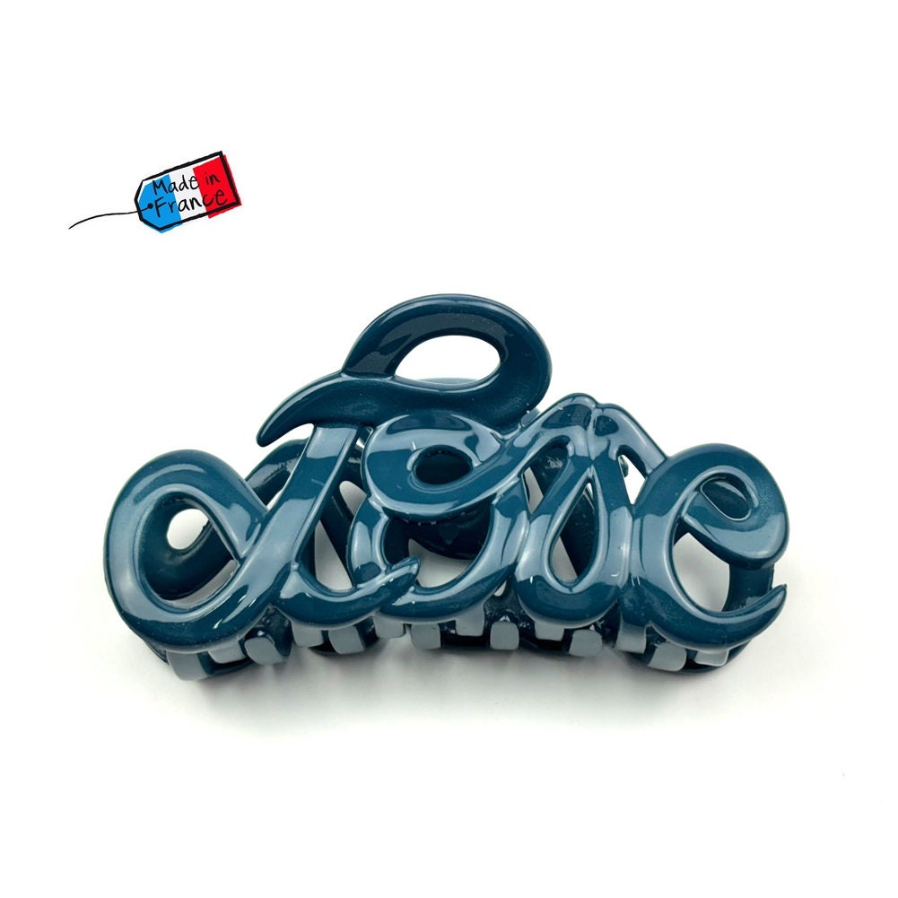 Pince à cheveux "Love" 8,5cm, bleu, qualité premium, Made in France