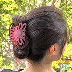 Pince à cheveux fleur en acétate – Fait main, Made in France 8 cm, Rose