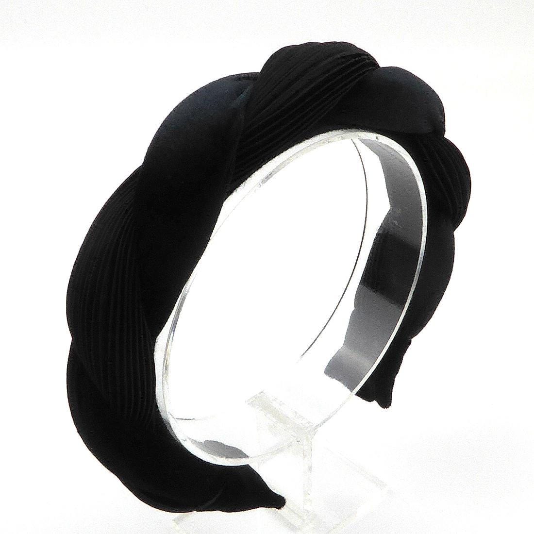 Gros serre tête tressé velours et satin plissé