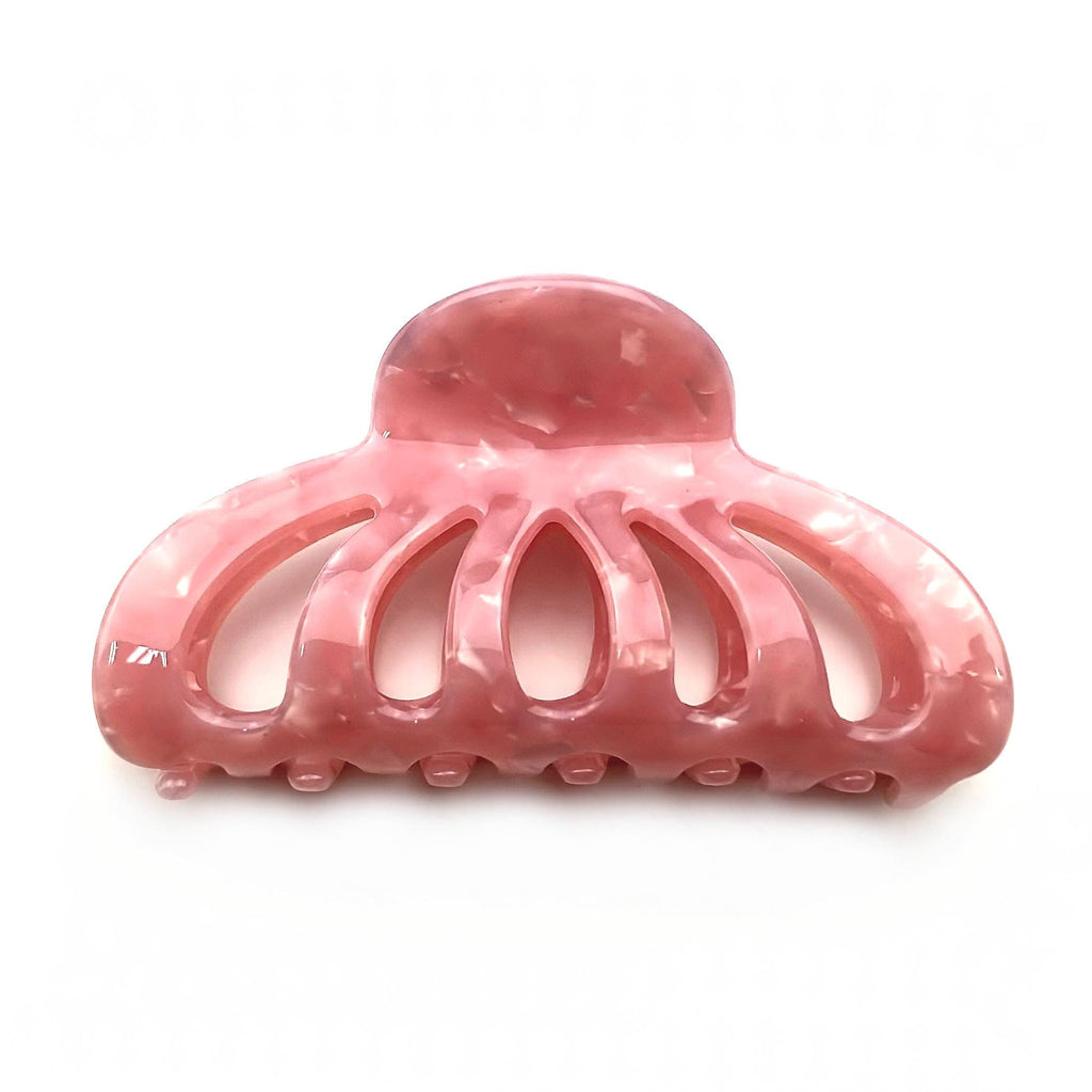 Pince cheveux crabe 8cm en acétate nacré rose