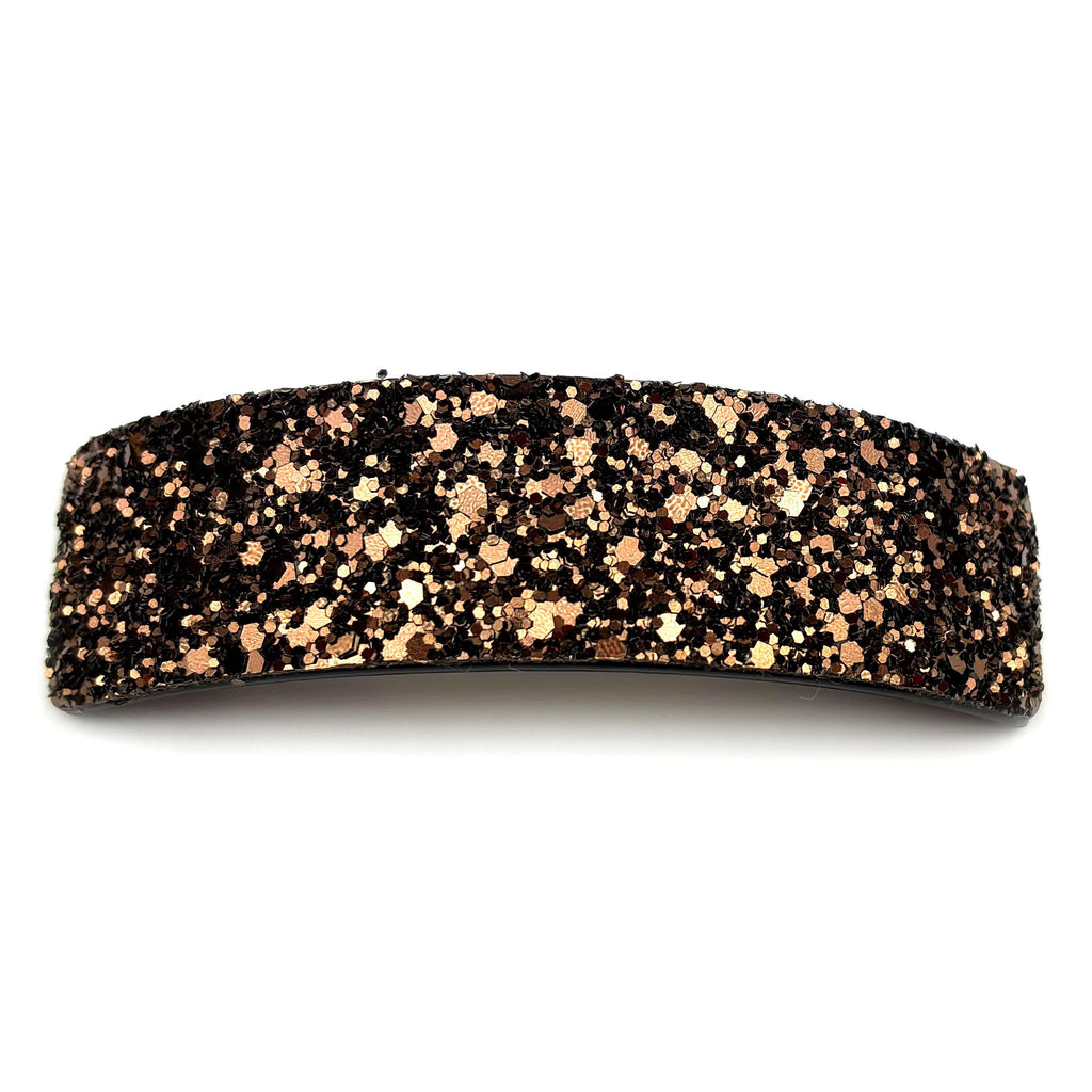 Barrette cheveux paillette 9.5cm, accessoire cheveux - doré, or rose, marron