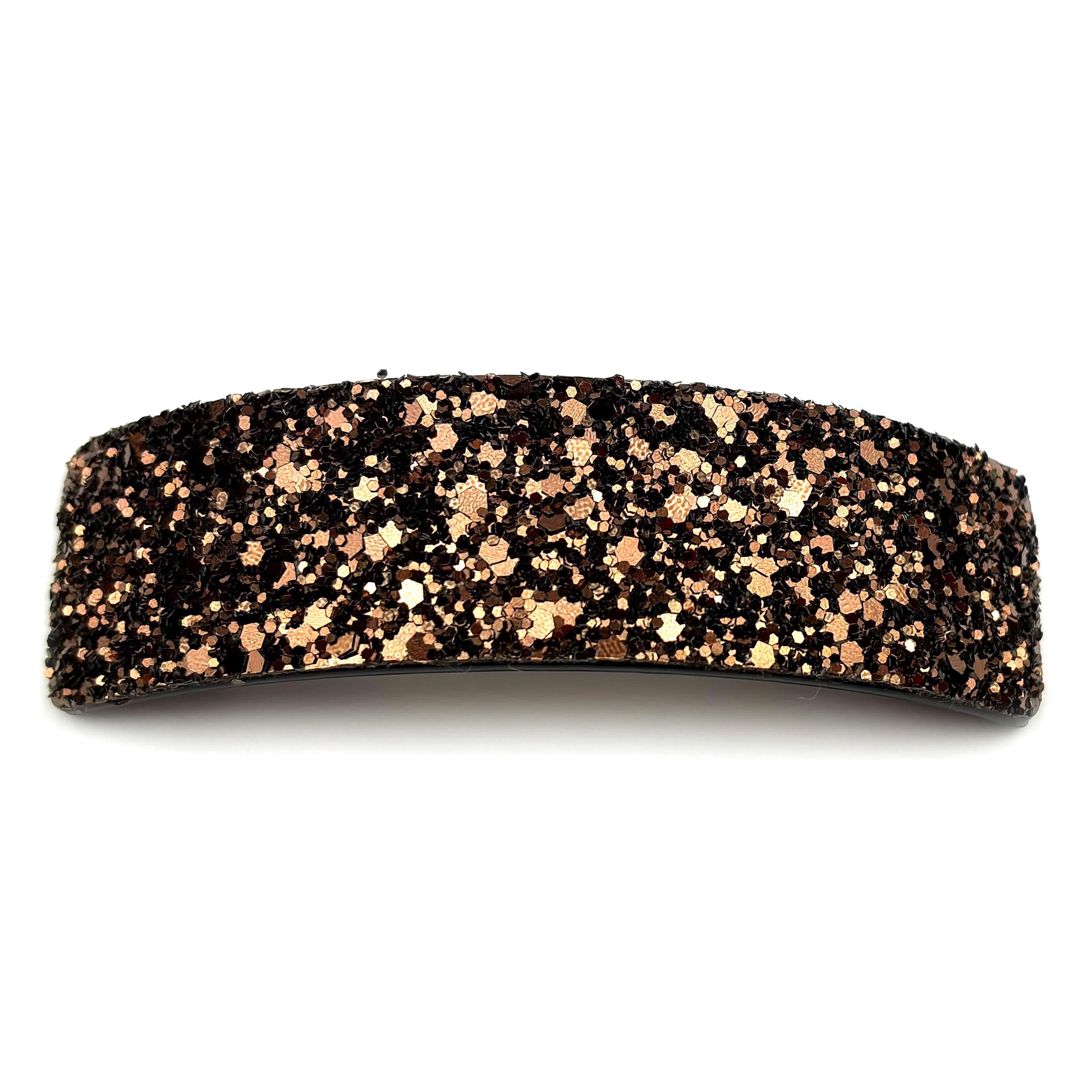 Barrette cheveux paillette 9.5cm, accessoire cheveux - doré, or rose, marron