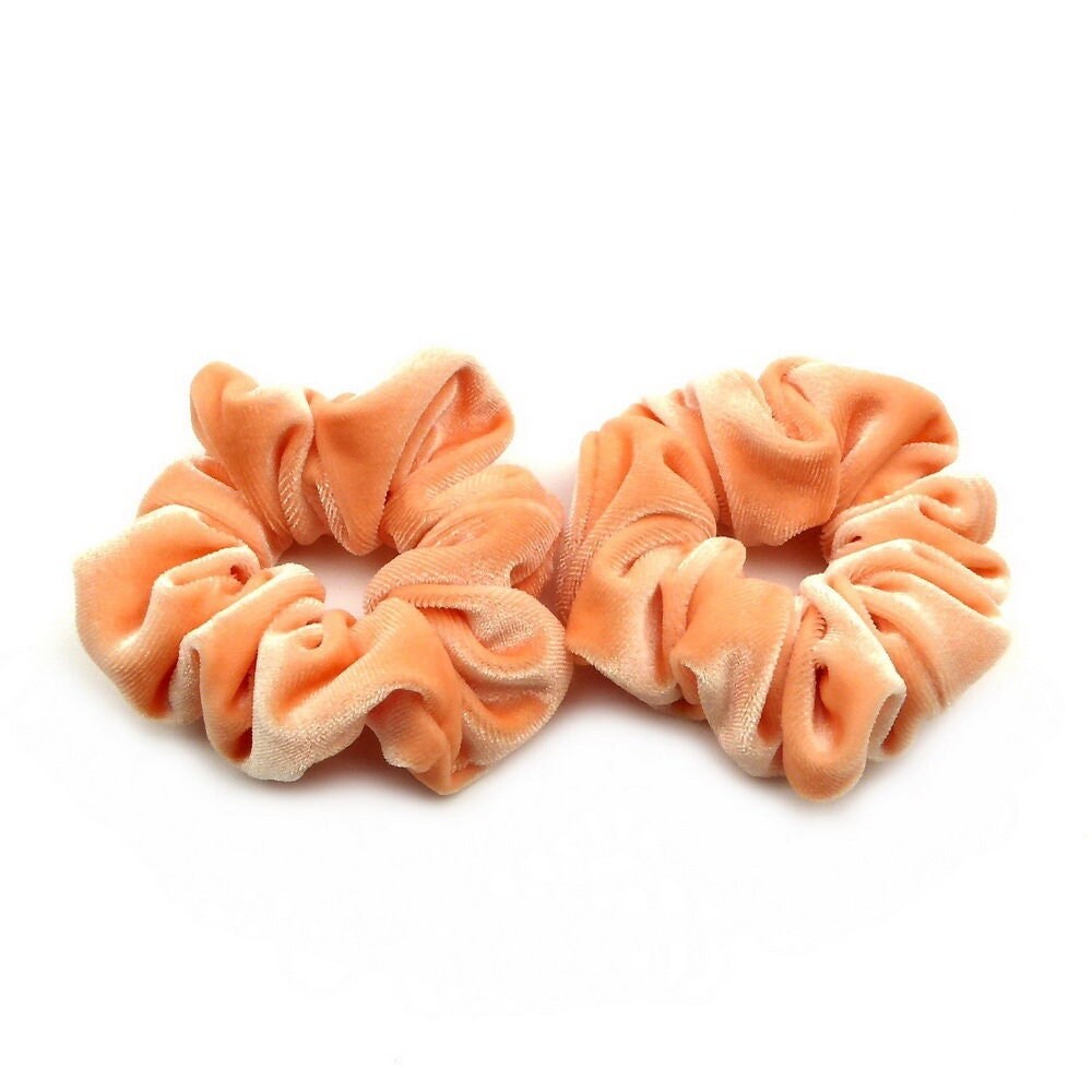 Lot de 2 chouchous scrunchie velours - pêche