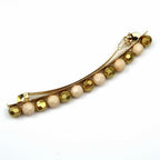Barrette cheveux longue 10cm perle facette doré beige, cheveux fins