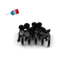 Pince cheveux motif fleur 6cm fabrication française - noir
