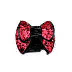 pince à cheveux nœud recouverte de paillettes rouge