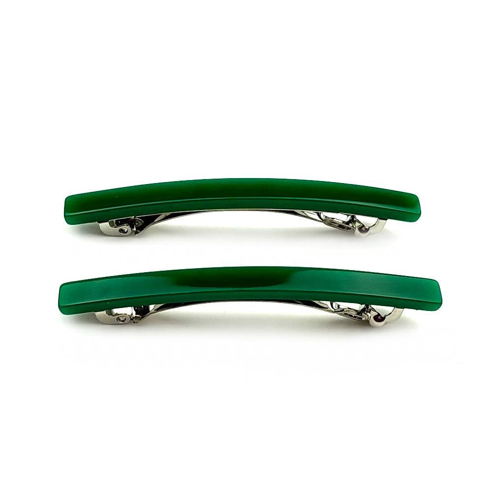 Barrettes cheveux fine 7cm vert - Lot de 2