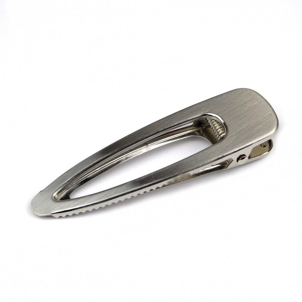 Pince cheveux métal brossé 8cm