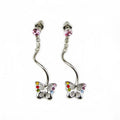 Boucle d'oreille pendant papillon cristal
