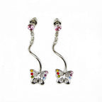 Boucle d'oreille pendant papillon cristal