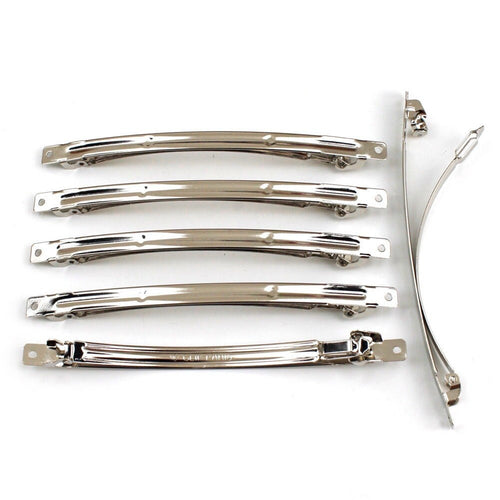 50 barrettes longues 10cmx0.6cm "Clip Paris", métal argenté ou doré