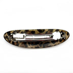 Barrette cheveux ovale incurvée léopard marron 9.5cm
