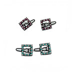 Barrettes cheveux carré en métal et strass 