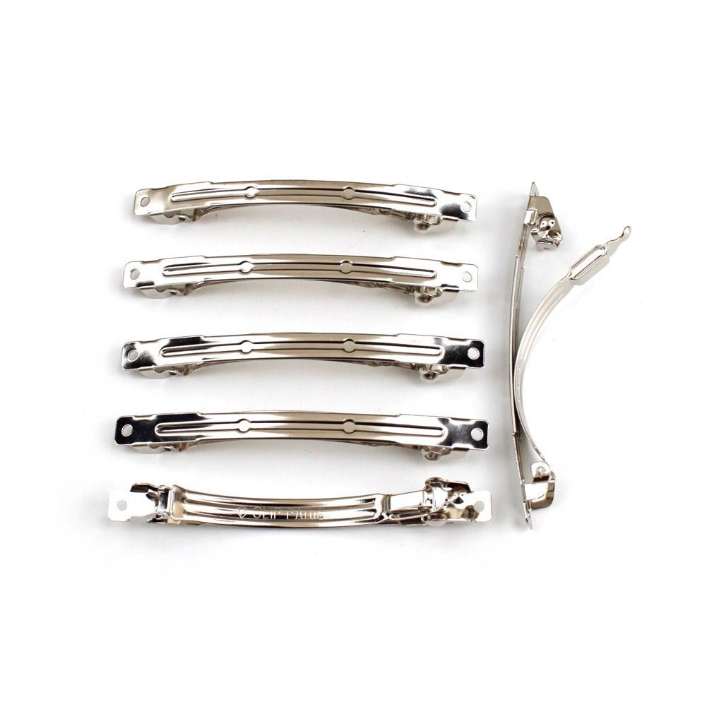 Barrettes monture 7cmx0.6cm "Clip Paris" - Lot de 50 argent