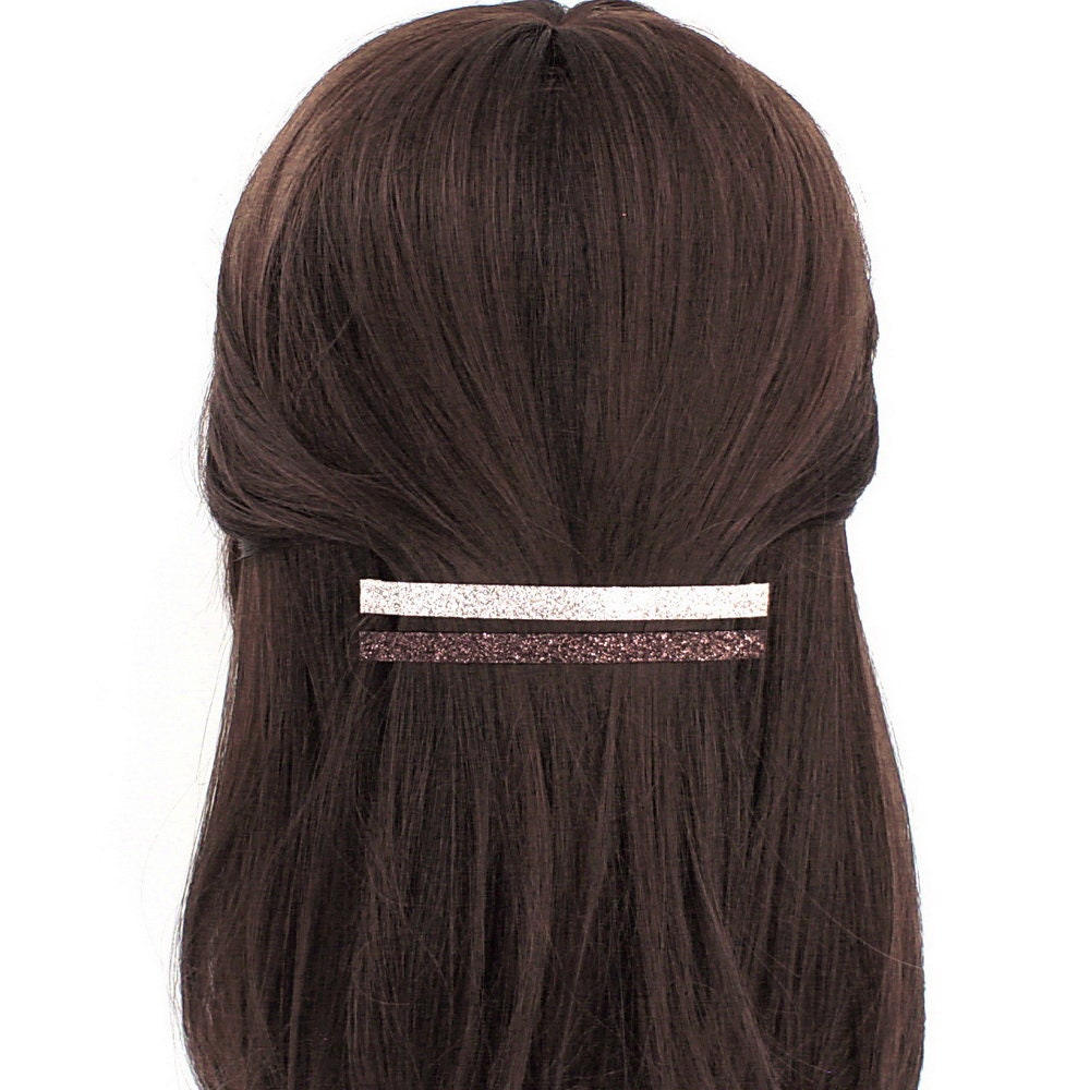 Barrette cheveux paillettes fines longue 10cm