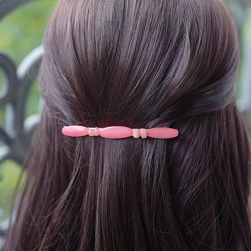 Barrette cheveux longue 10cm perles résine