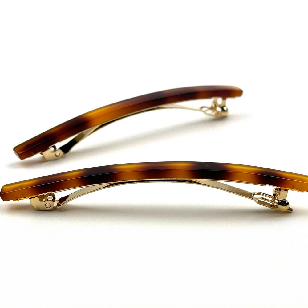 Barrettes cheveux fine fait main 9cm demi-blond, lot de 2