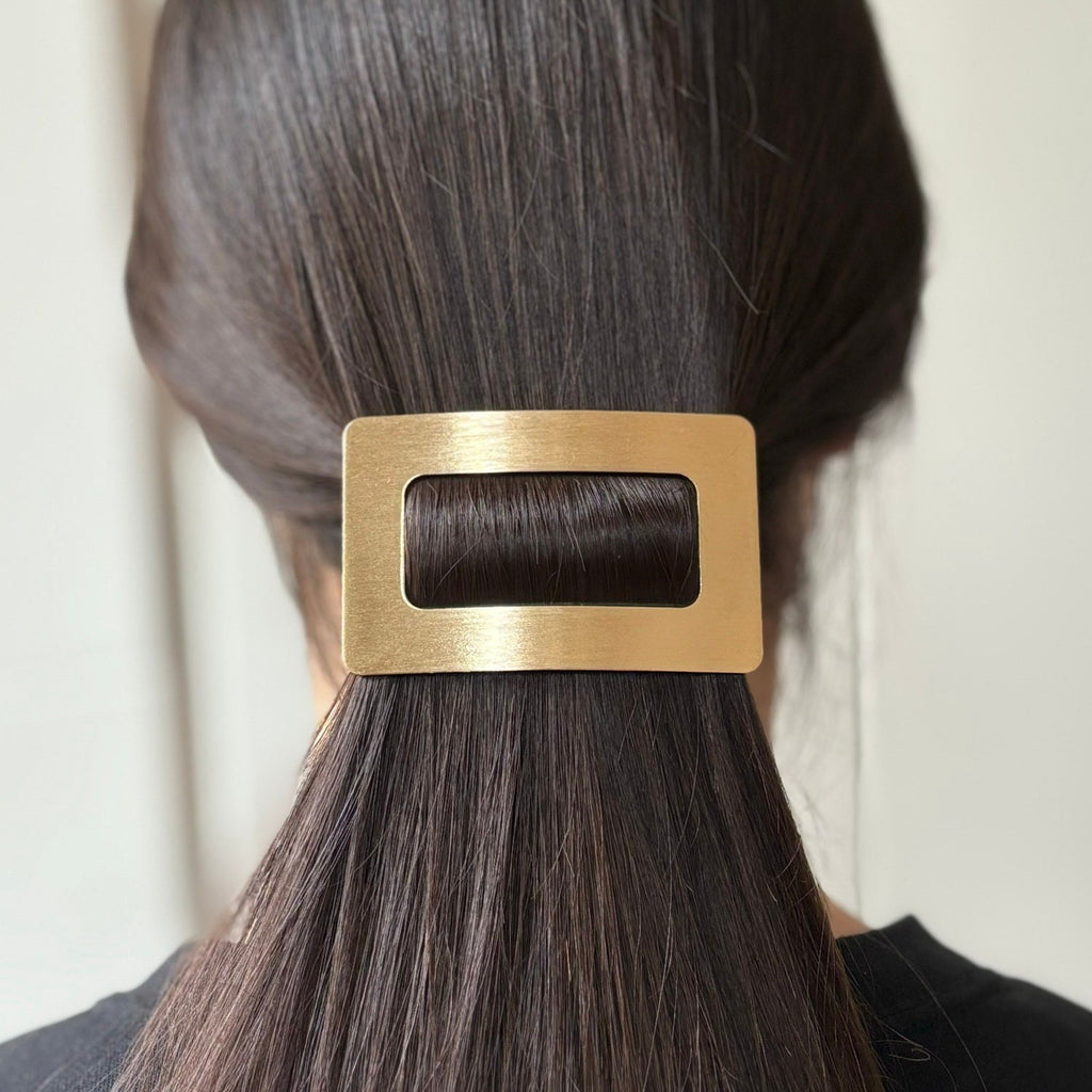 Barrette cheveux rectangulaire en métal brossé 8cm, accessoire cheveux