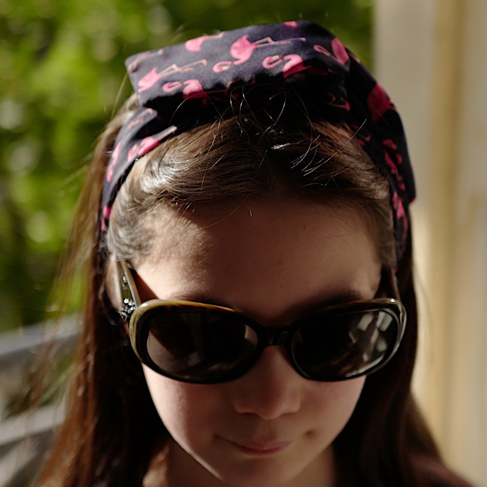 Bandeau headband cheveux flamand rose