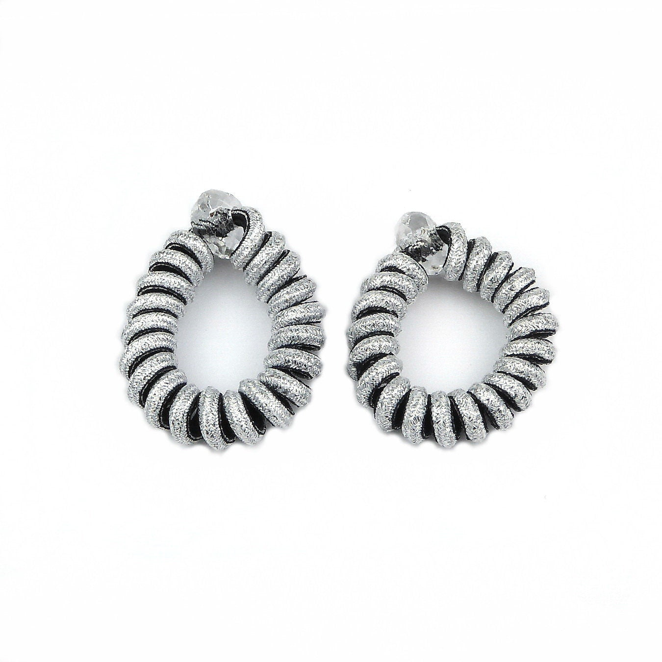 Élastiques spirales torsadés polyester lurex argent