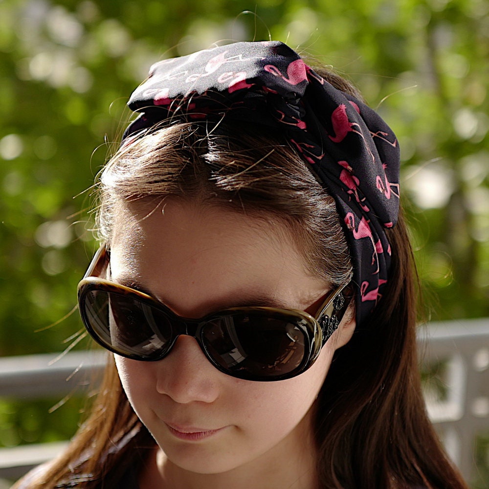 Bandeau headband cheveux flamand rose