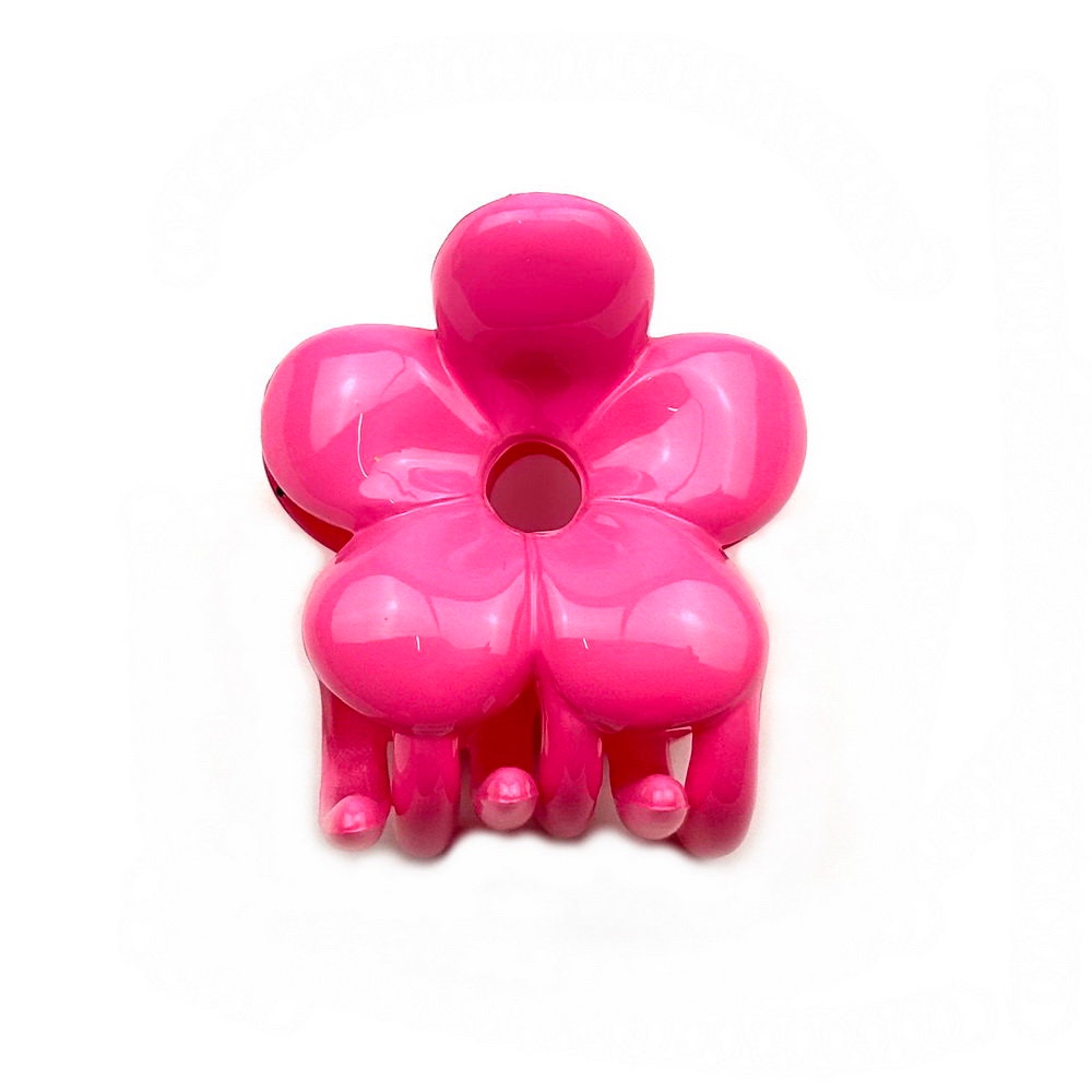 Pince cheveux crabe motif fleur 4.5cm fuschia
