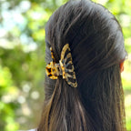 Pince cheveux crabe 8cm motif tortue acétate beige - accessoire coiffure