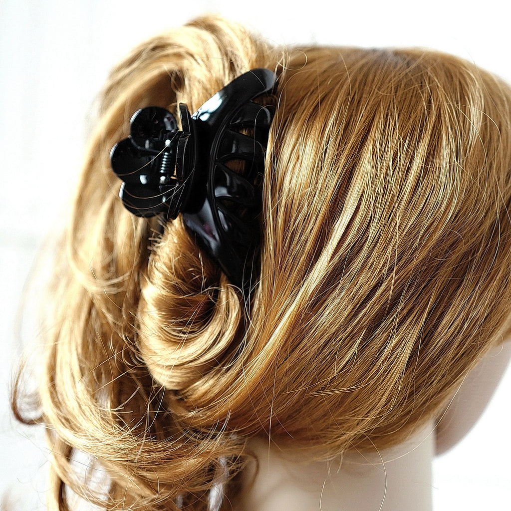 Pince crabe pour cheveux épais 9.5cm verni noir