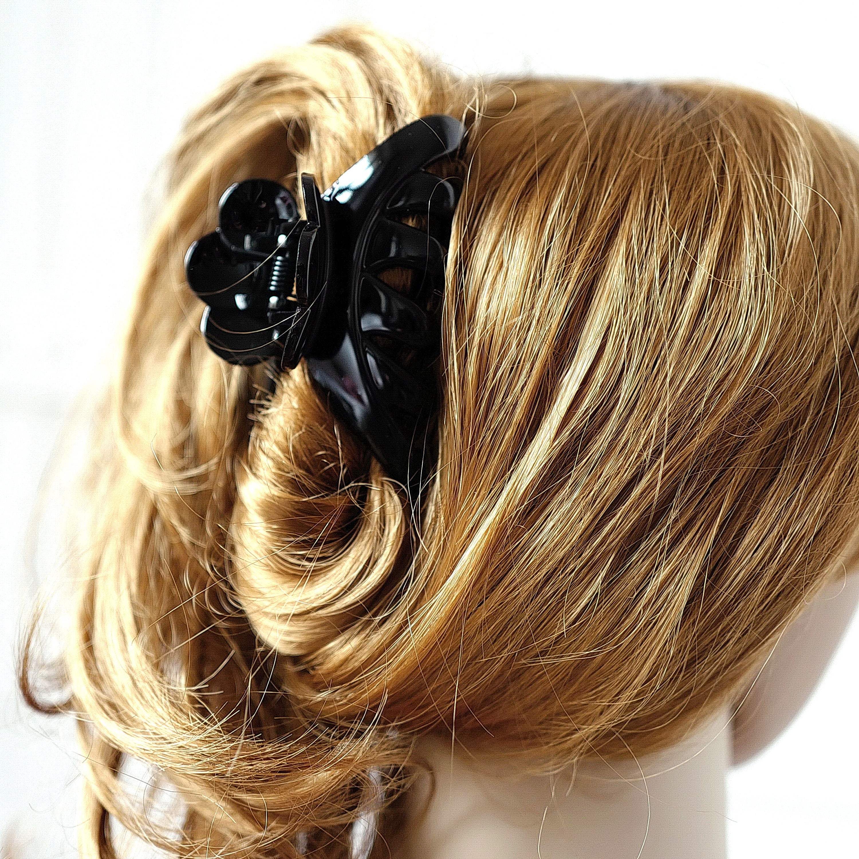 Pince crabe pour cheveux épais 9.5cm verni noir