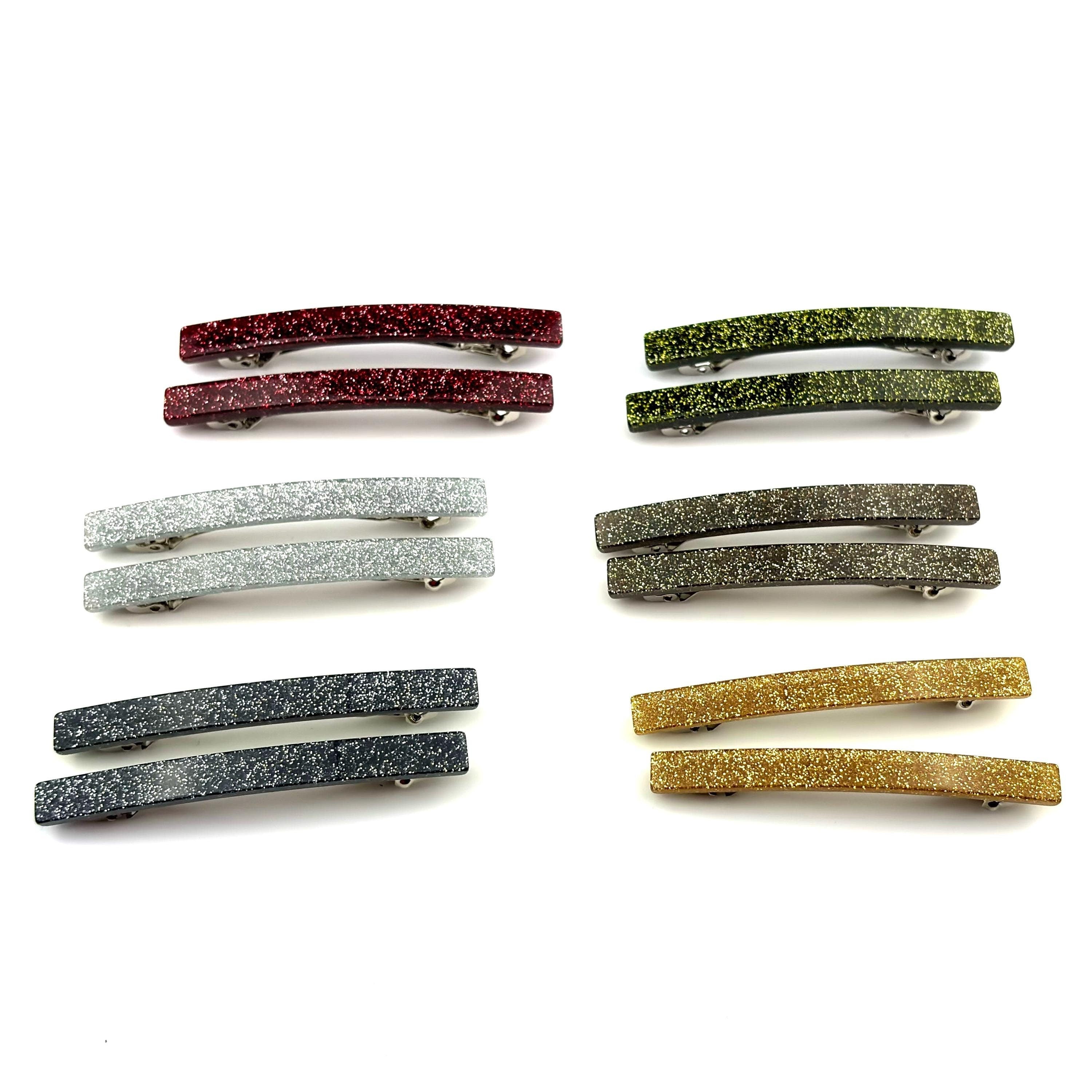 Barrettes cheveux fines paillette 7cm, nombreux coloris