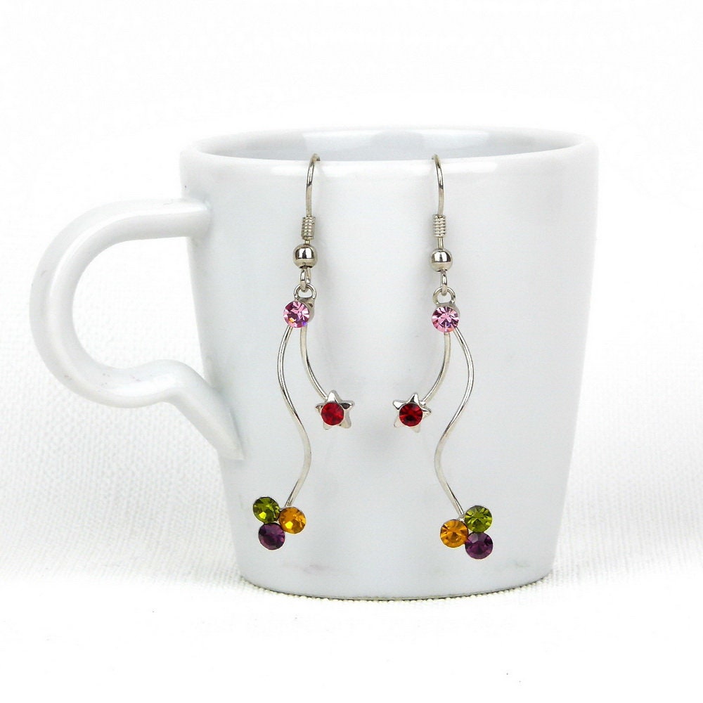 Boucle d'oreille pendante cristal