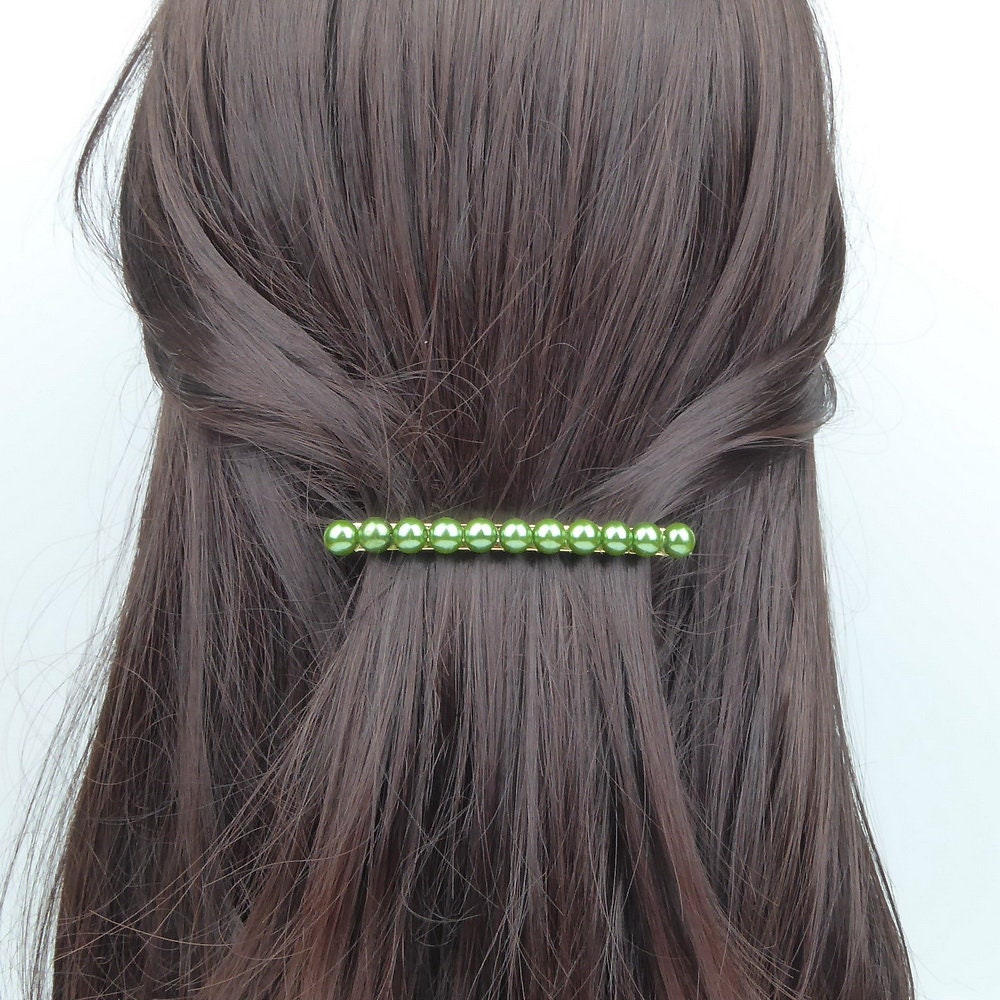 Barrette cheveux 8cm, perles nacrées