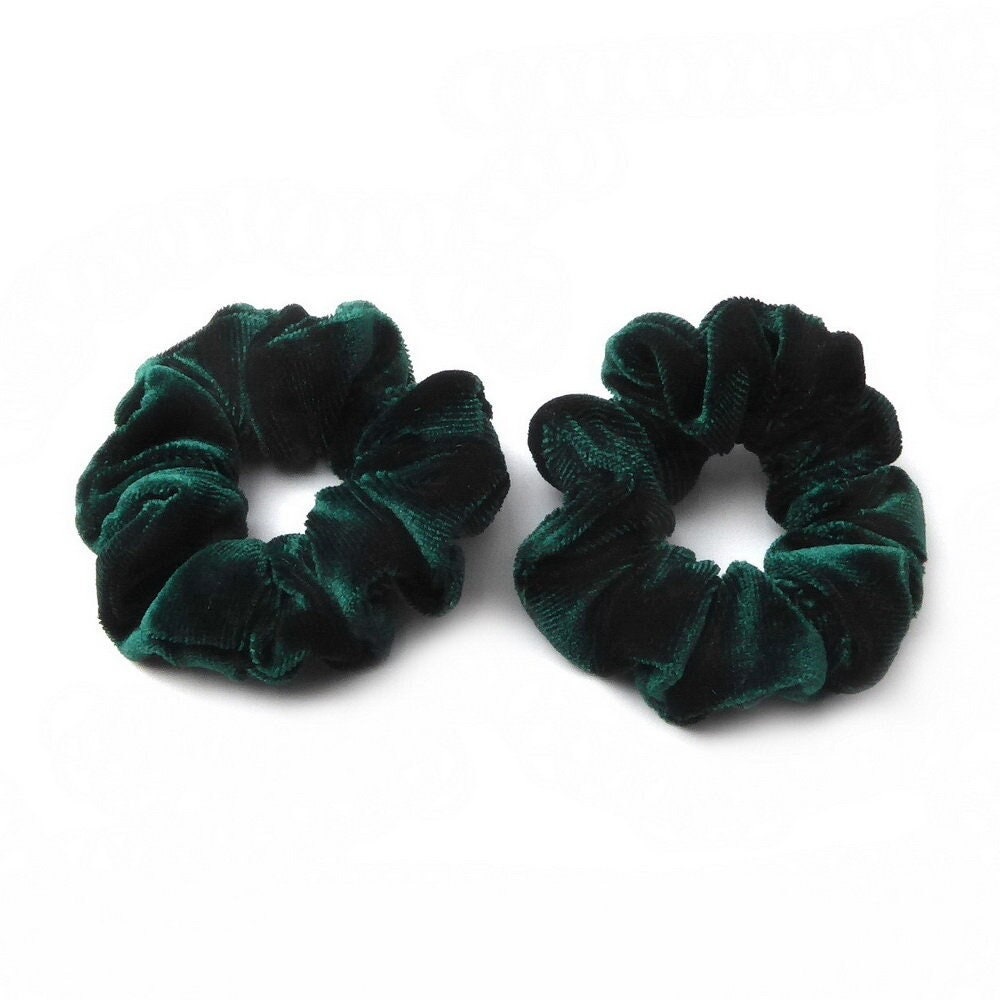 Lot de 2 chouchous scrunchie velours - vert émeraude