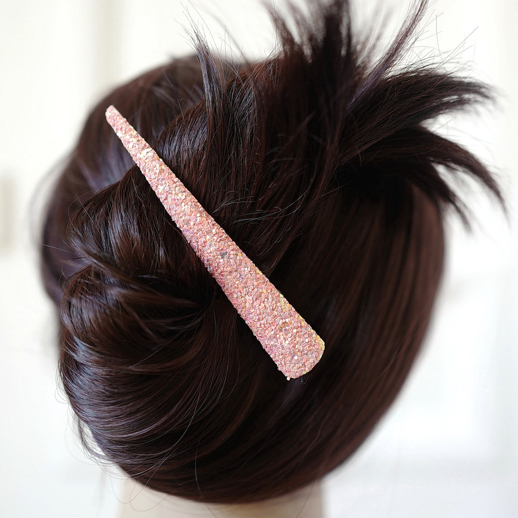 Grande pince cheveux concorde 10.5cm paillette - rose