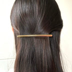 Barrette cheveux fine longue en métal brossé or