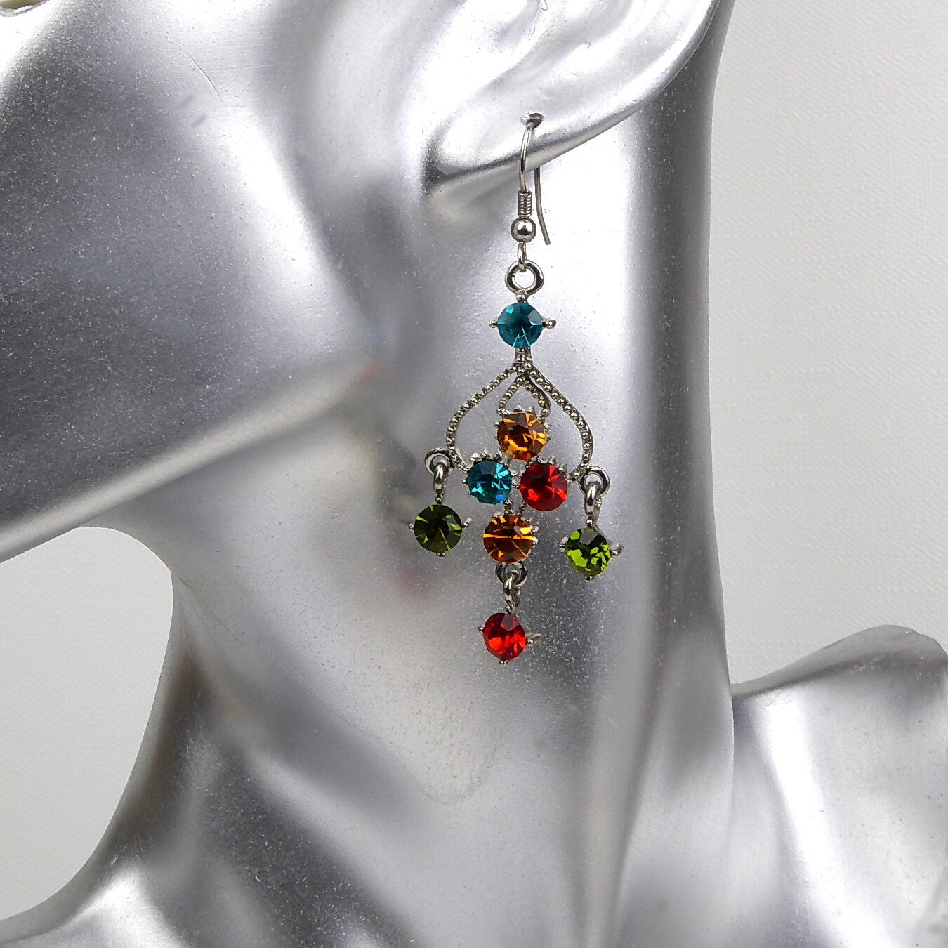 Boucles d'oreilles pendantes multicolores