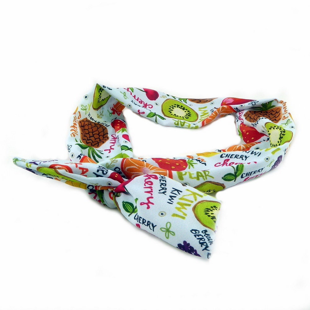 Headband cheveux bleu ciel imprimé fruit