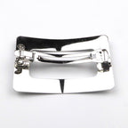Barrette cheveux rectangulaire en métal brossé 8cm argenté