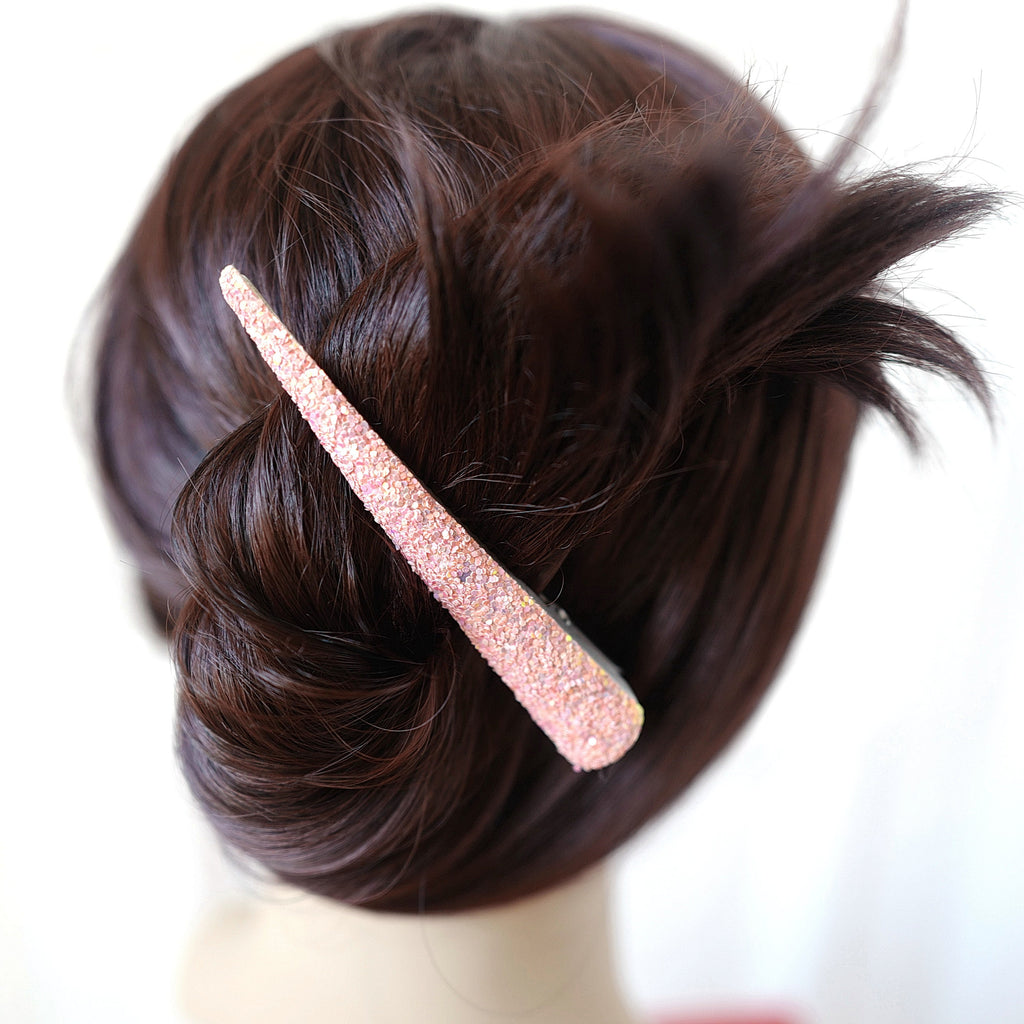 Grande pince cheveux concorde 10.5cm paillette - rose