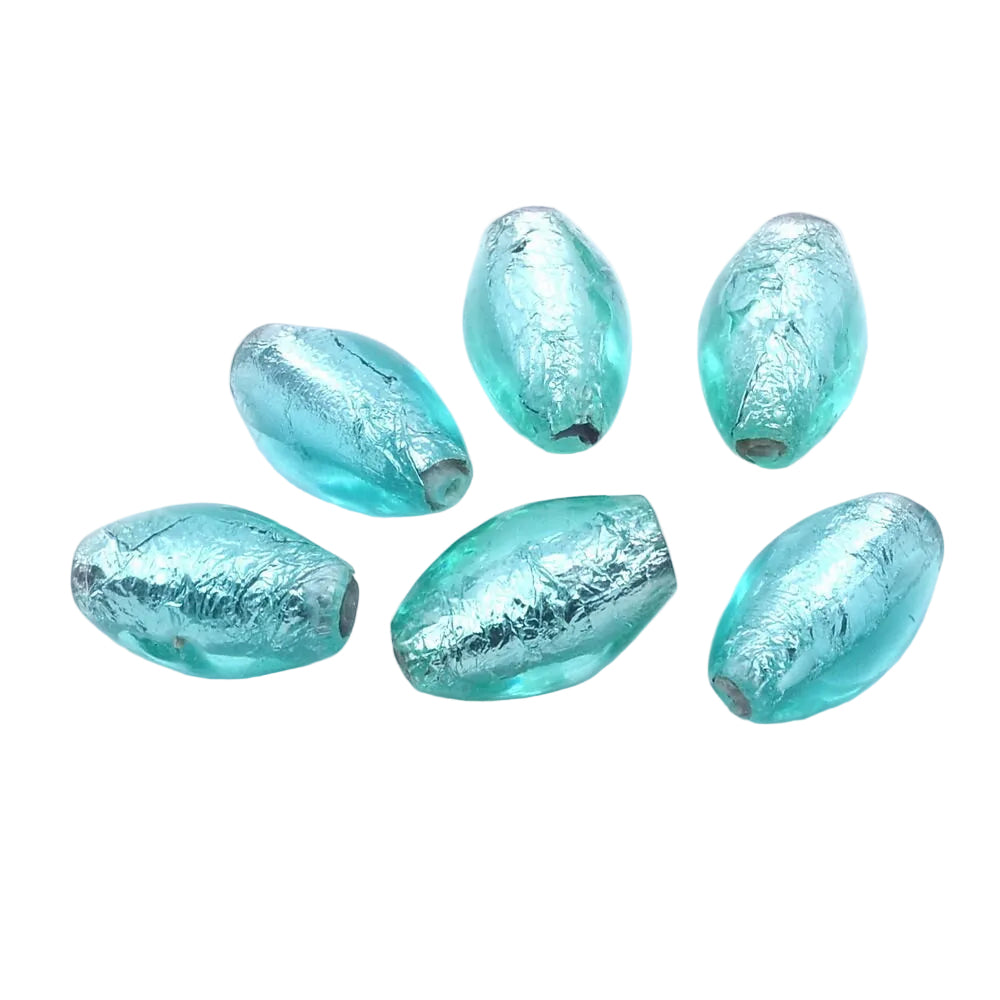 Perles Ovales Craquelées Bleu Acrylique 28x16mm - Lot de 10 Création Bijoux