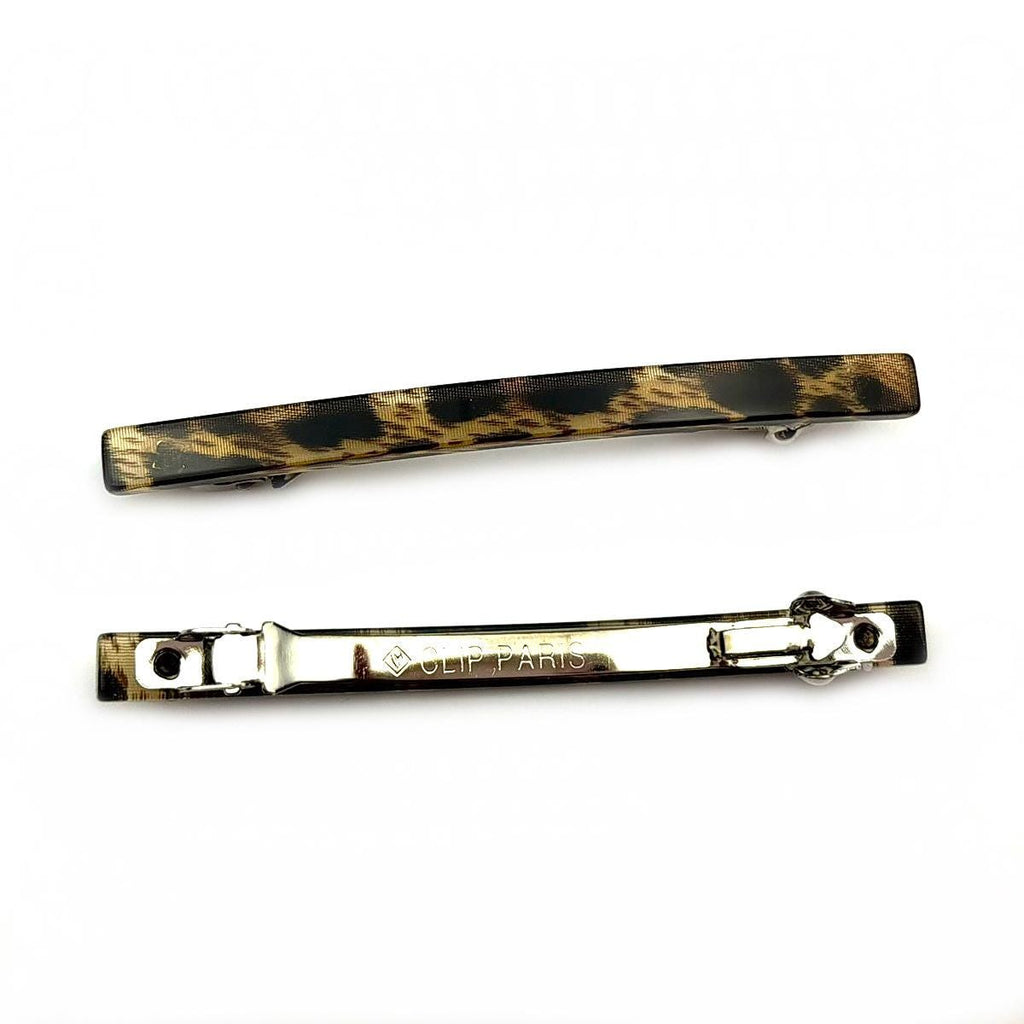 Barrettes cheveux fine fait main 7cm leopart 