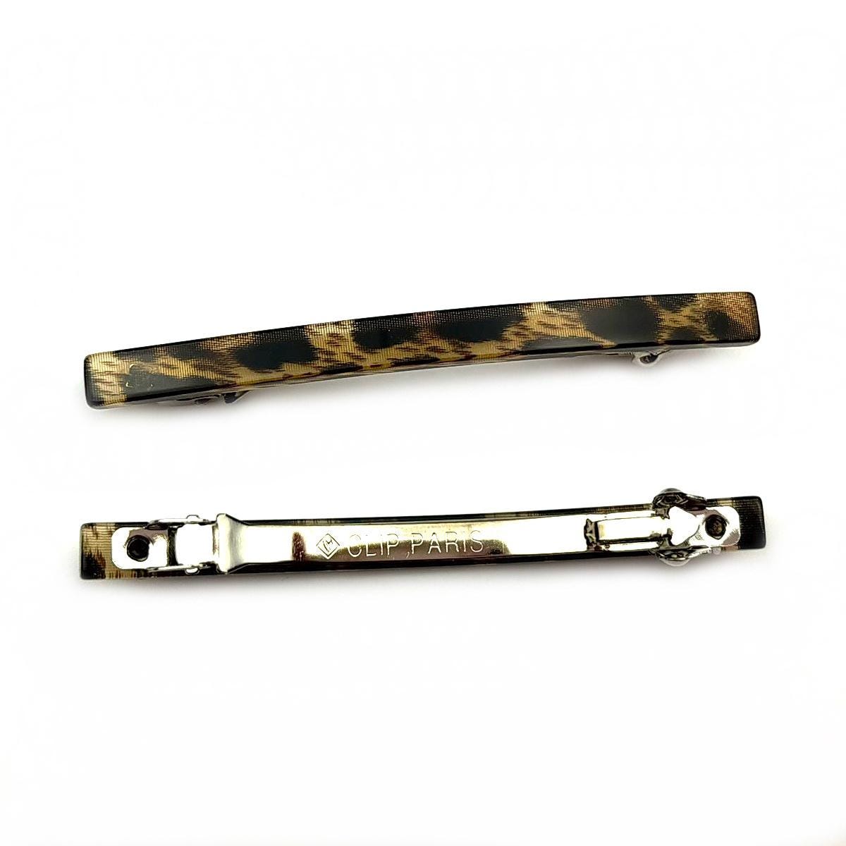Barrettes cheveux fine fait main 7cm leopart 