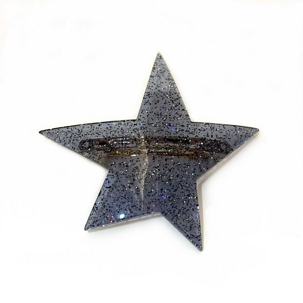 Barrette cheveux étoile paillette gris