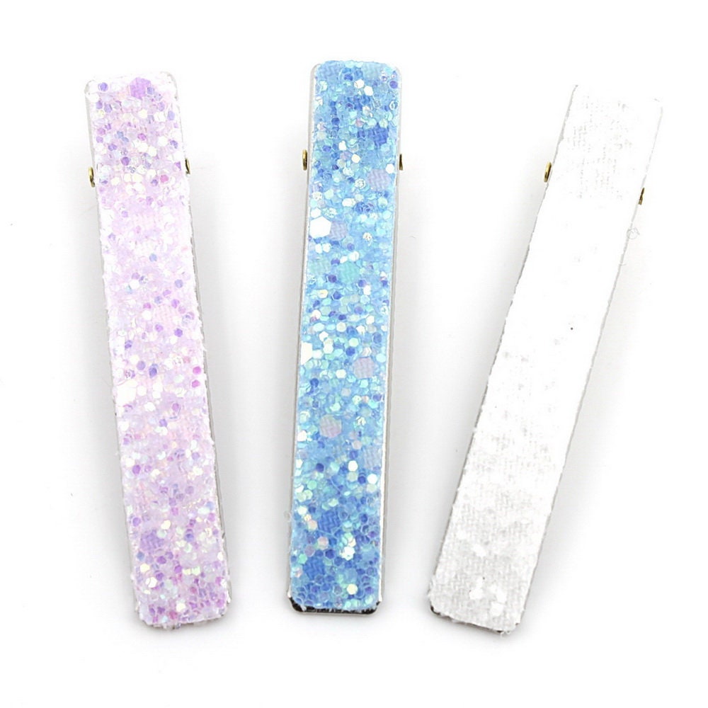 Pince cheveux paillettes 6cm - rose pâle