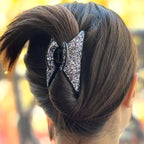 Pince à cheveux crabe paillettes grises 9cm