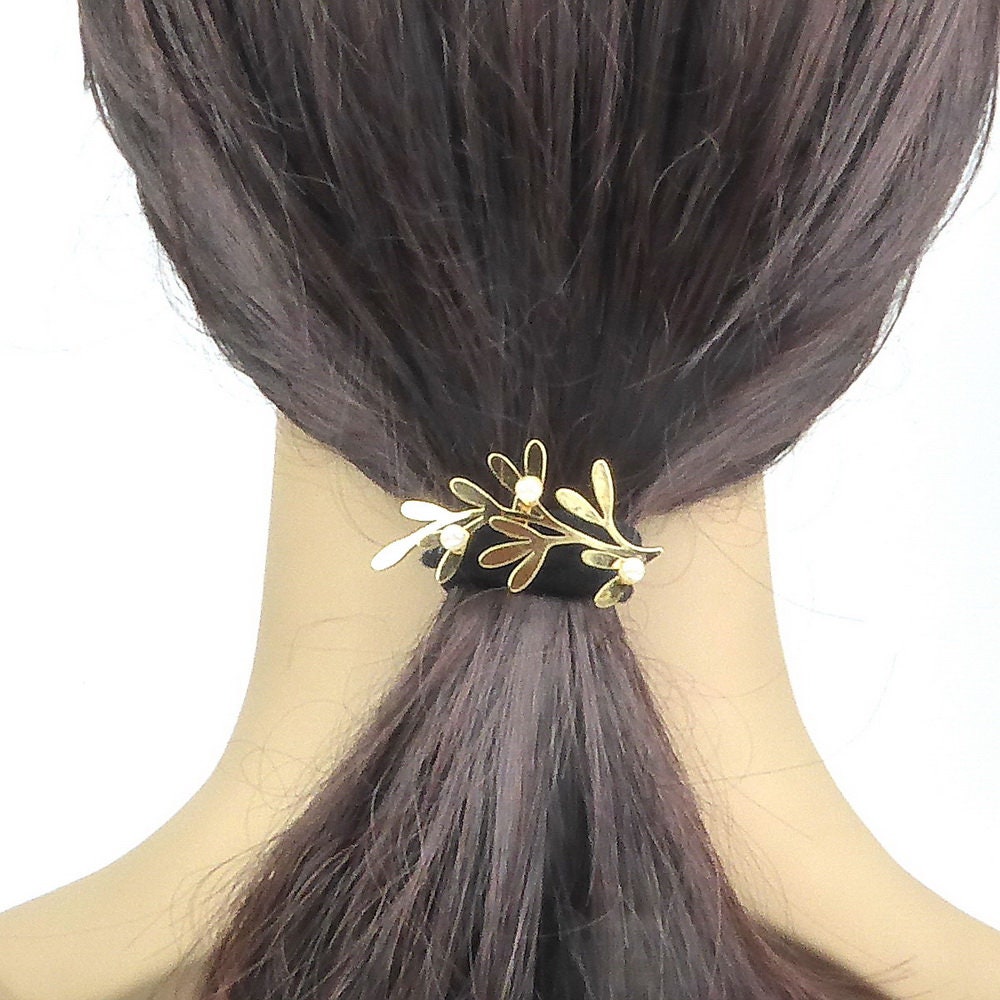 Barrette attache cheveux décorative feuilles d'olivier