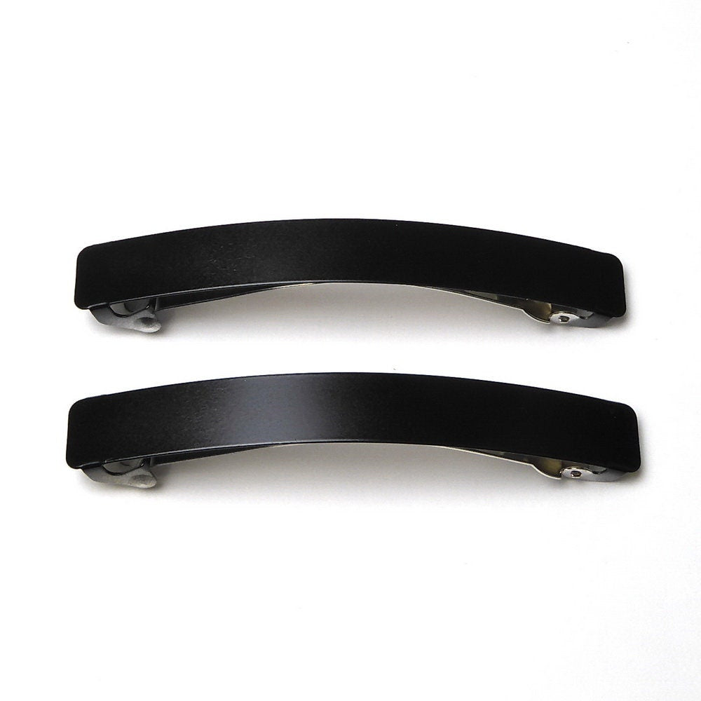 Barrettes métallisées mat Made in France 8cm noir - Lot de 2
