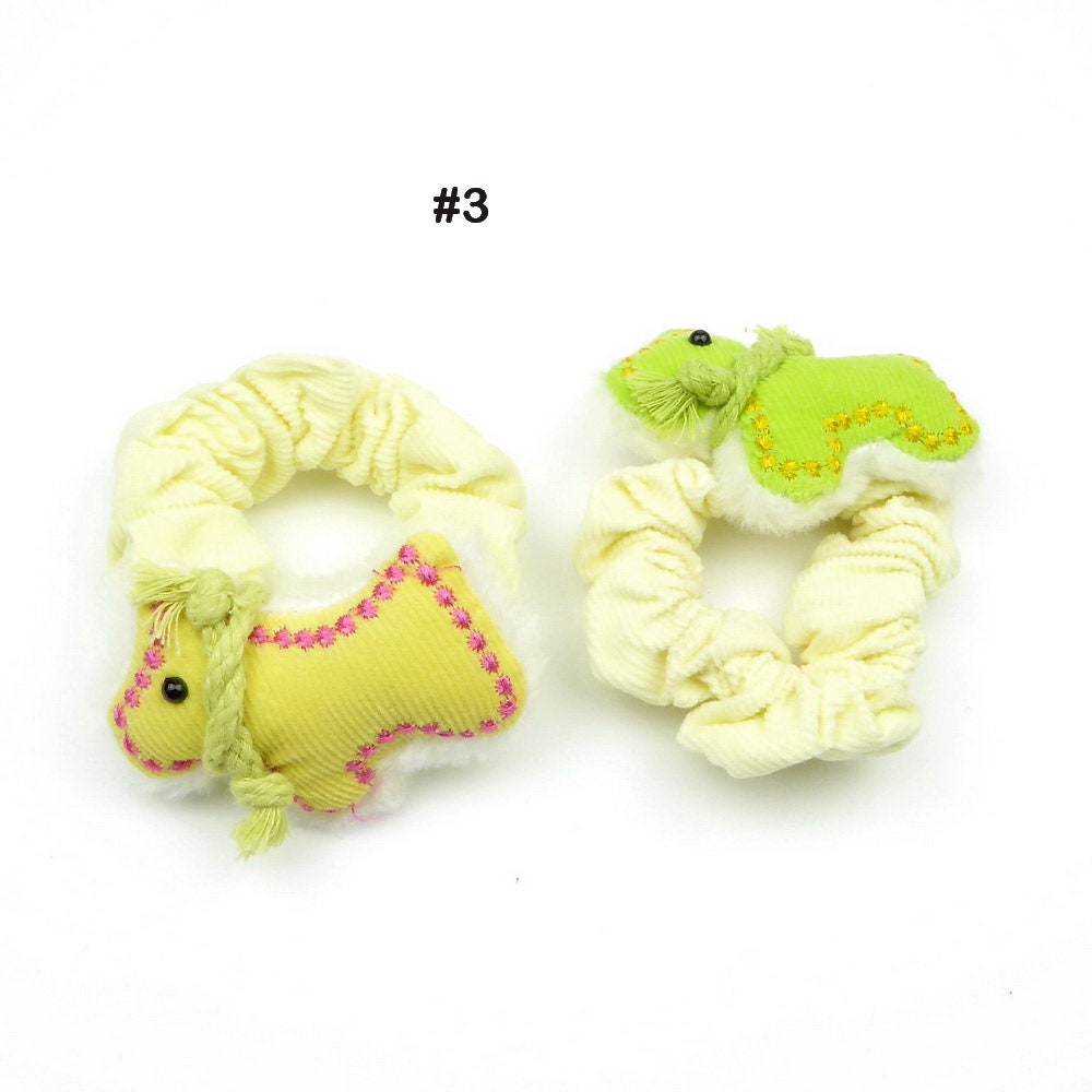 Chouchous élastique enfant chien, lot de 2, jaune